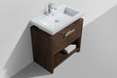 KubeBath Levi 32 in. Modern Bathroom Vanity w/ Cubby Hole - Rose Wood, L800RW