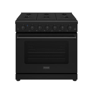 Thor Kitchen 36 Inch L-Series Professional Gas Range in Black