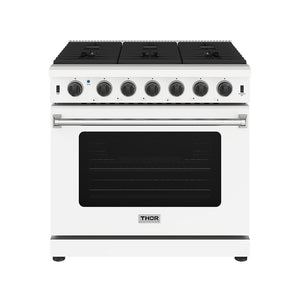 Thor Kitchen 36 Inch L-Series Professional Liquid Propane Range in White