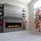 Modern Flames Allwood Fireplace Media Wall in Driftwood Gray | 60'' Orion Slim Heliovision Electric Fireplace