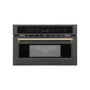 ZLINE Autograph Edition 30” 1.6 cu ft. Built-in Convection Microwave Oven in Black Stainless Steel with Accents MWOZ-30-BS