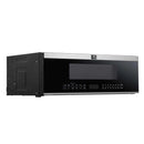 Right angled view of Forno Padula 30-Inch Over-the-Range Microwave with door closed, highlighting sleek stainless steel exterior and modern styling.