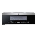 Front view of Forno Padula 30-Inch Over-the-Range Microwave in stainless steel with digital touch controls and LED display.