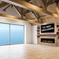 Modern Flames Allwood Fireplace Media Wall in Coastal Sand | 60'' Orion Slim Heliovision Electric Fireplace