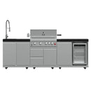 FORNO Bulnes Outdoor Kitchen 30-Inch BBQ 60,000 BTU, with Sear, Rotisserie Infrared Burners, 1.8 Cu.Ft. Beverage Center, & Black/White Countertops