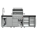 FORNO Bulnes Outdoor Kitchen 30-Inch BBQ 60,000 BTU, with Sear, Rotisserie Infrared Burners, 1.8 Cu.Ft. Beverage Center, & Black/White Countertops