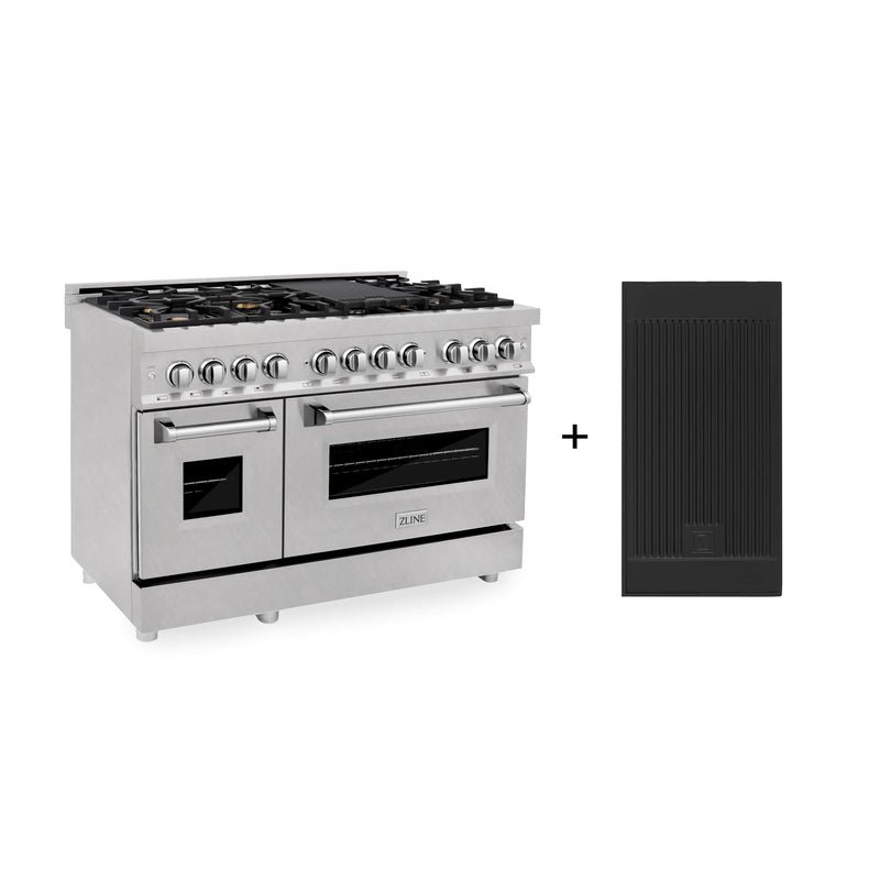 ZLINE 48-Inch Dual Fuel Range with 6.0 cu. ft. Electric Oven and Gas Cooktop with Brass Burners and Griddle in DuraSnow Fingerprint Resistant Stainless (RAS-SN-BR-GR-48)