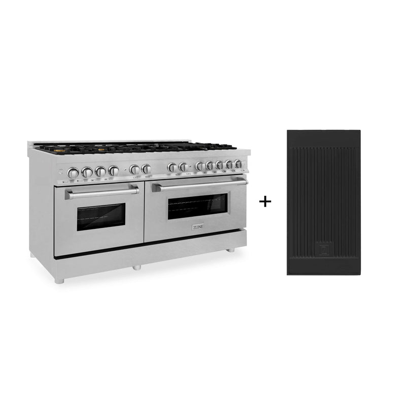 ZLINE 60-Inch Dual Fuel Range with 7.4 cu. ft. Electric Oven and Gas Cooktop with Brass Burners and Griddle in DuraSnow Fingerprint Resistant Stainless (RAS-SN-BR-GR-60)