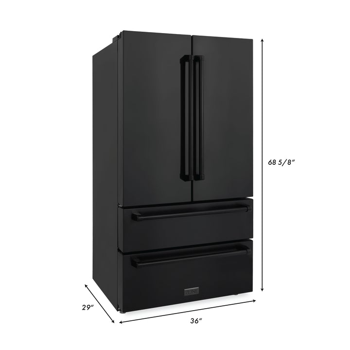 ZLINE 36 in. 22.5 cu. ft Built-in French Door Refrigerator with Ice Maker in Fingerprint Resistant Stainless Steel (RFM-36)