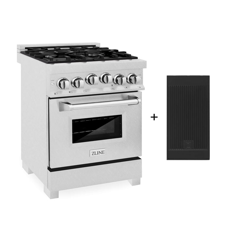 ZLINE 24-Inch Gas Range with 2.8 cu. ft. Gas Oven and Gas Cooktop with Griddle in Fingerprint Resistant Stainless Steel (RGS-SN-GR-24)