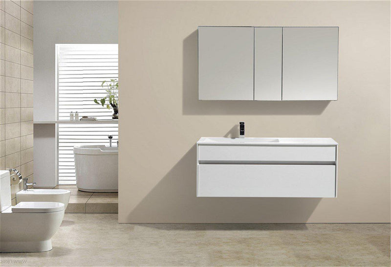 KubeBath Fitto 48 in. Gloss White  Wall Mount Modern Bathroom Vanity - Single Sink, S1200SGW