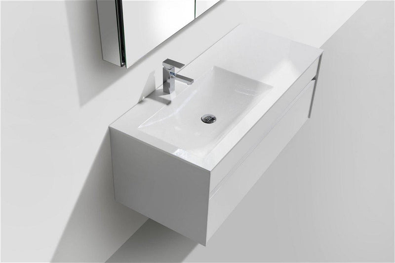 KubeBath Fitto 48 in. Gloss White  Wall Mount Modern Bathroom Vanity - Single Sink, S1200SGW