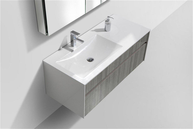 KubeBath Fitto 48 in. Ash Gray Wall Mount Modern Bathroom Vanity - Single Sink, S1200SHGASH