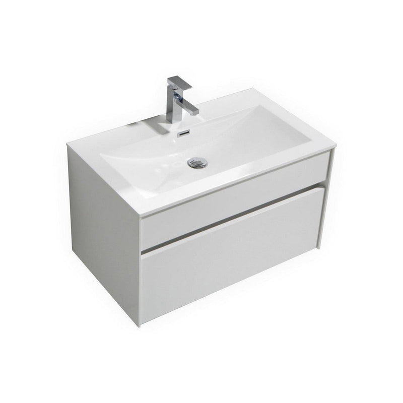 KubeBath Fitto 32 in. Wall Mount Modern Bathroom Vanity - High Gloss White, S800GW, S800GW