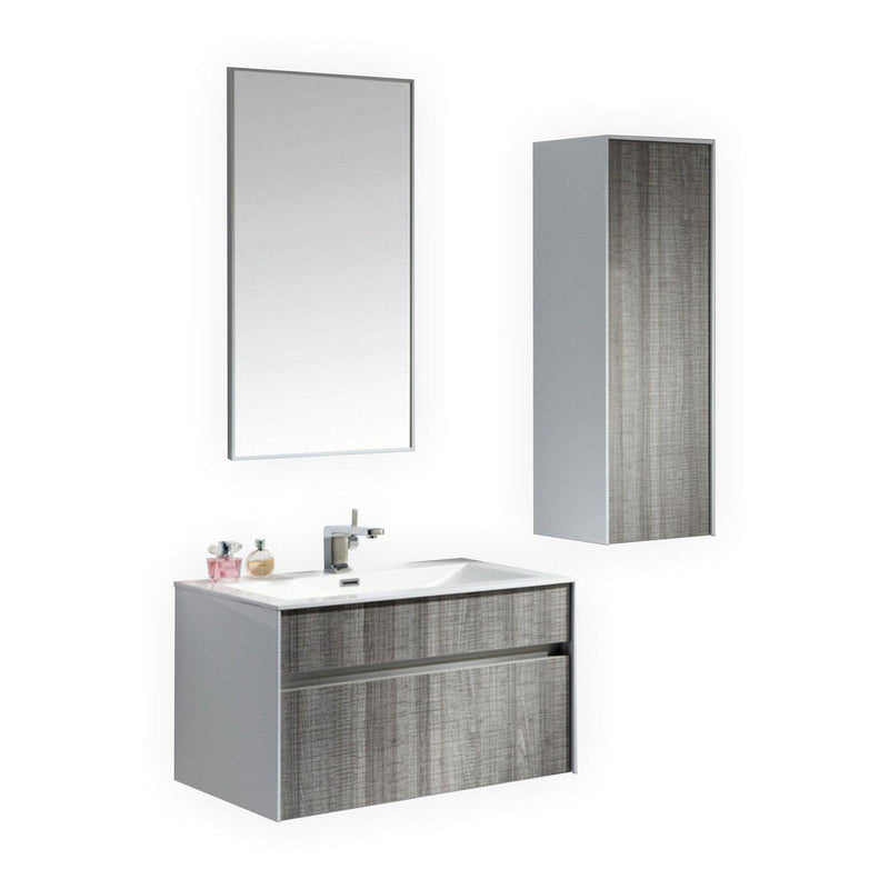 KubeBath Fitto 32 in. Wall Mount Modern Bathroom Vanity - Ash Gray, S800HGASH