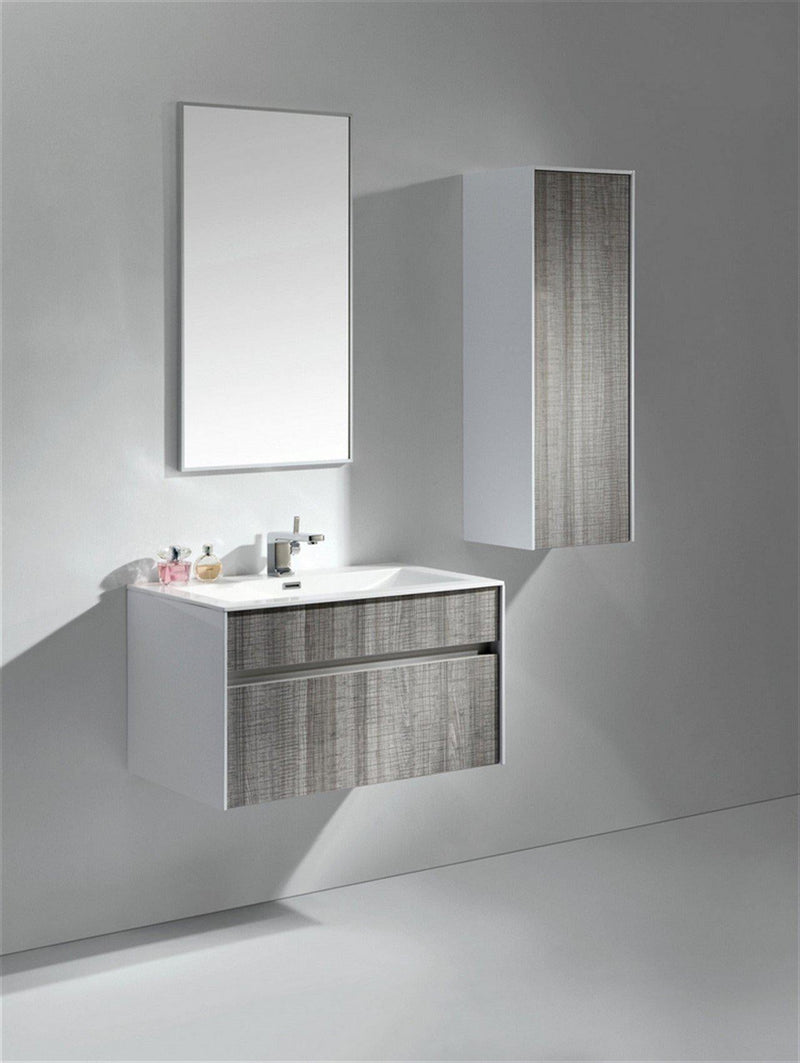 KubeBath Fitto 32 in. Wall Mount Modern Bathroom Vanity - Ash Gray, S800HGASH
