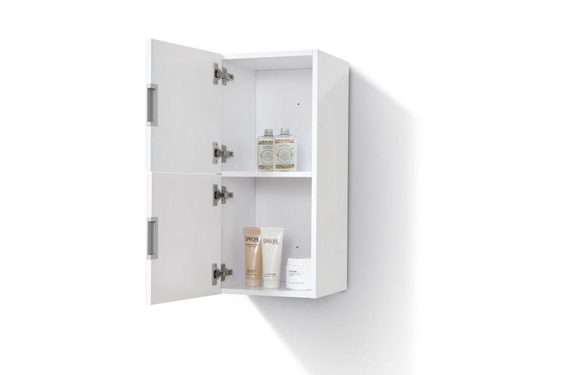 KubeBath Bliss 12" Wide by 24" High Linen Side Cabinet With Two Doors in Gloss White Finish, SLBS28-GW