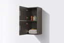 KubeBath Bliss 12" Wide by 24" High Linen Side Cabinet With Two Doors in High Gloss Gray Oak Finish, SLBS28-HGGO