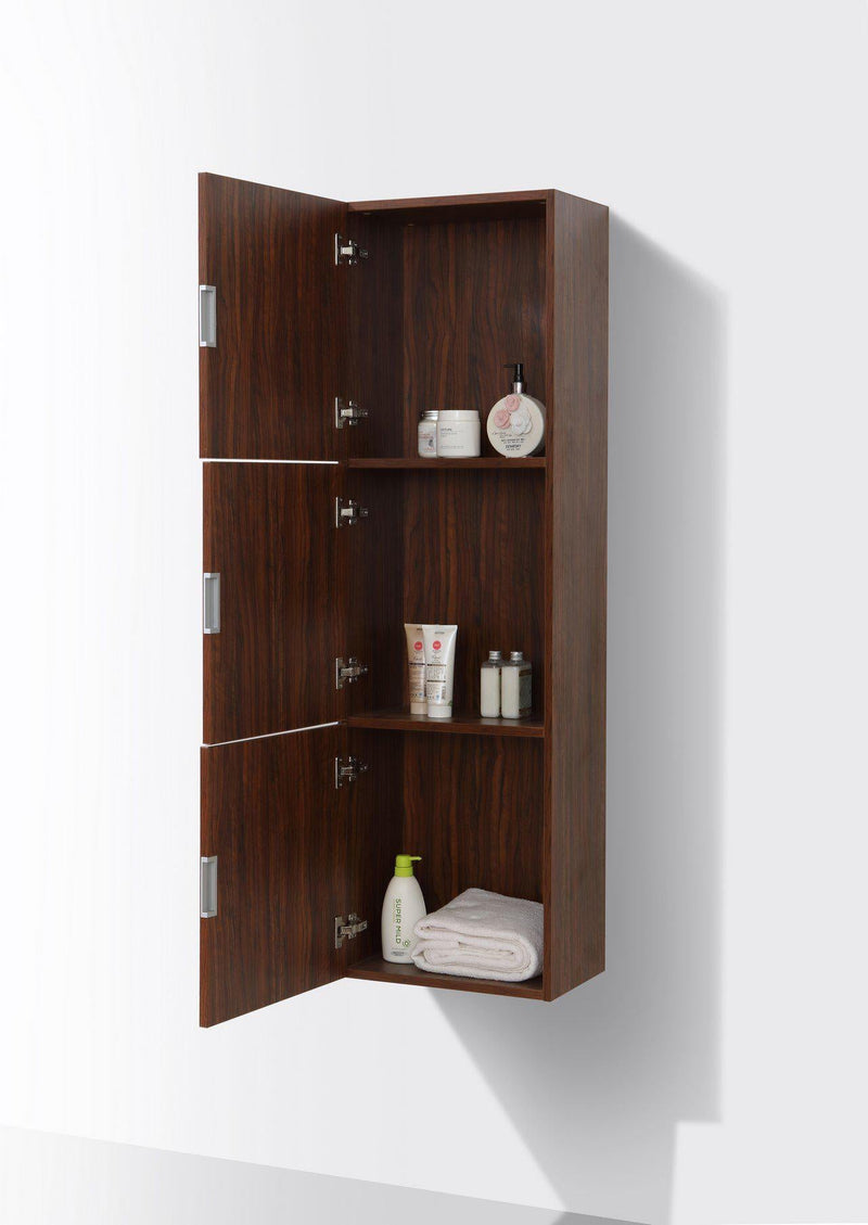 KubeBath Bliss 18" Wide by 59" High Linen Side Cabinet With Three Doors in Walnut Finish, SLBS59-WNT