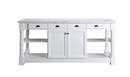 Design Element Monterey 80 In. Kitchen Island - White Quartz Countertop- White KD-03-80-W-ST