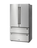 Thor Kitchen 6-Piece Appliance Package - 36-Inch Gas Range, Pro-Style Wall Mount Range Hood, Refrigerator, Dishwasher, Microwave, and Wine Cooler in Stainless Steel