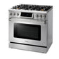 Thor Kitchen 36" Gas Range with 6.0 Cu. Ft. Self-Cleaning Oven, Air Fryer, Tilt Panel in Stainless Steel TRG3601