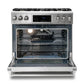 Thor Kitchen 5-Piece Appliance Package - 36-Inch Gas Range with Tilt Panel, Refrigerator with Water Dispenser, Wall Mount Hood, Dishwasher, & Microwave Drawer in Stainless Steel