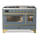 ILVE Majestic II 48 Inch Dual Fuel Range, Double Oven, 8 Burners & Griddle UM12FDNS3