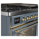 ILVE Majestic II 48 Inch Dual Fuel Range, Double Oven, 8 Burners & Griddle UM12FDNS3