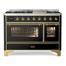 ILVE Majestic II 48 Inch Dual Fuel Range, Double Oven, 8 Burners & Griddle UM12FDNS3