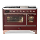 ILVE Majestic II 48 Inch Dual Fuel Range, Double Oven, 8 Burners & Griddle UM12FDNS3