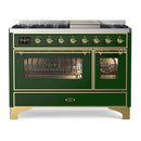 ILVE Majestic II 48 Inch Dual Fuel Range, Double Oven, 8 Burners & Griddle UM12FDNS3
