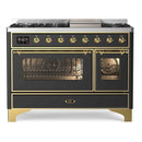 ILVE Majestic II 48 Inch Dual Fuel Range, Double Oven, 8 Burners & Griddle UM12FDNS3