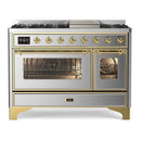 ILVE Majestic II 48 Inch Dual Fuel Range, Double Oven, 8 Burners & Griddle UM12FDNS3