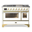 ILVE Majestic II 48 Inch Dual Fuel Range, Double Oven, 8 Burners & Griddle UM12FDNS3