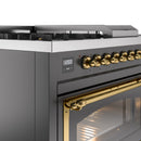 ILVE Nostalgie 48" Dual Fuel Range with 5 Sealed Burners Griddle French Top Triple Glass Door - UP48FSNMP