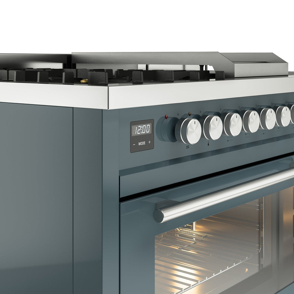 ILVE Professional Plus II 48" Dual Fuel Range with 5 Sealed Burners Griddle French Top Triple Glass Door - UP48FSWMP
