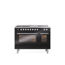 ILVE Professional Plus II 48" Dual Fuel Range with 5 Sealed Burners Griddle French Top Triple Glass Door - UP48FSWMP