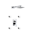 KubeBath Aqua Piazza Brass Shower Set with 8" Square Rain Shower and 4 Body Jets, WR2004J2V