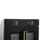 FORNO Asti 30-Inch French Door Electric Wall Oven in Black/White with Antique Brass Trim