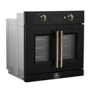FORNO Asti 30-Inch French Door Electric Wall Oven in Black/White with Antique Brass Trim