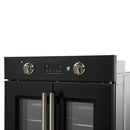 FORNO Asti 30-Inch French Door Electric Wall Oven in Black/White with Antique Brass Trim