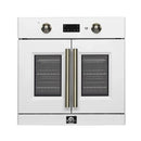 FORNO Asti 30-Inch French Door Electric Wall Oven in Black/White with Antique Brass Trim