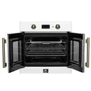 FORNO Asti 30-Inch French Door Electric Wall Oven in Black/White with Antique Brass Trim