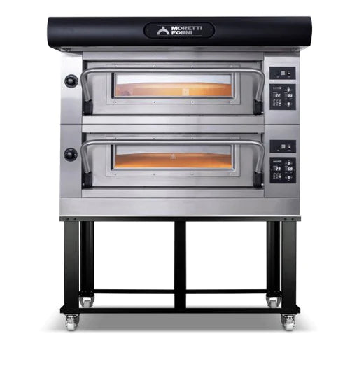 AMPTO Electric Pizza Oven Amalfi 38'' x 41'' x 7'' (Chamber) 208/240/60/3 - 2 Decks with tray guide base 