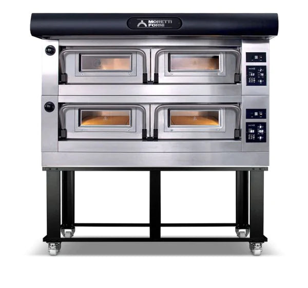 AMPTO Electric Pizza Oven P120 49'' x 34'' x 7'' (Chamber) 208/240/60/3 - 2 Decks with tray guide base