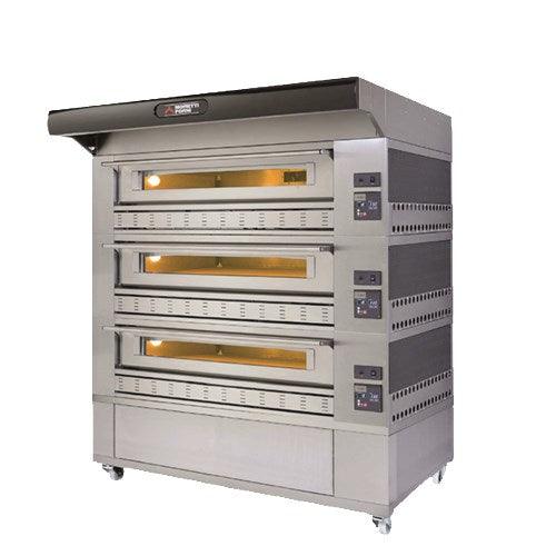 AMPTO Gas Pizza Oven P150G 58'' x 34'' x 7'' (Chamber) 3 Decks w/ enclosed base