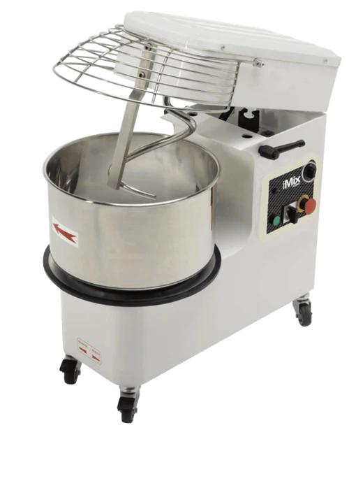 AMPTO Spiral Mixer 55 lbs dough. 37 lbs of flour. 34qts bowl. raising head and removed bowl. 220/60/3 - 2 Speeds. ETL. NSF