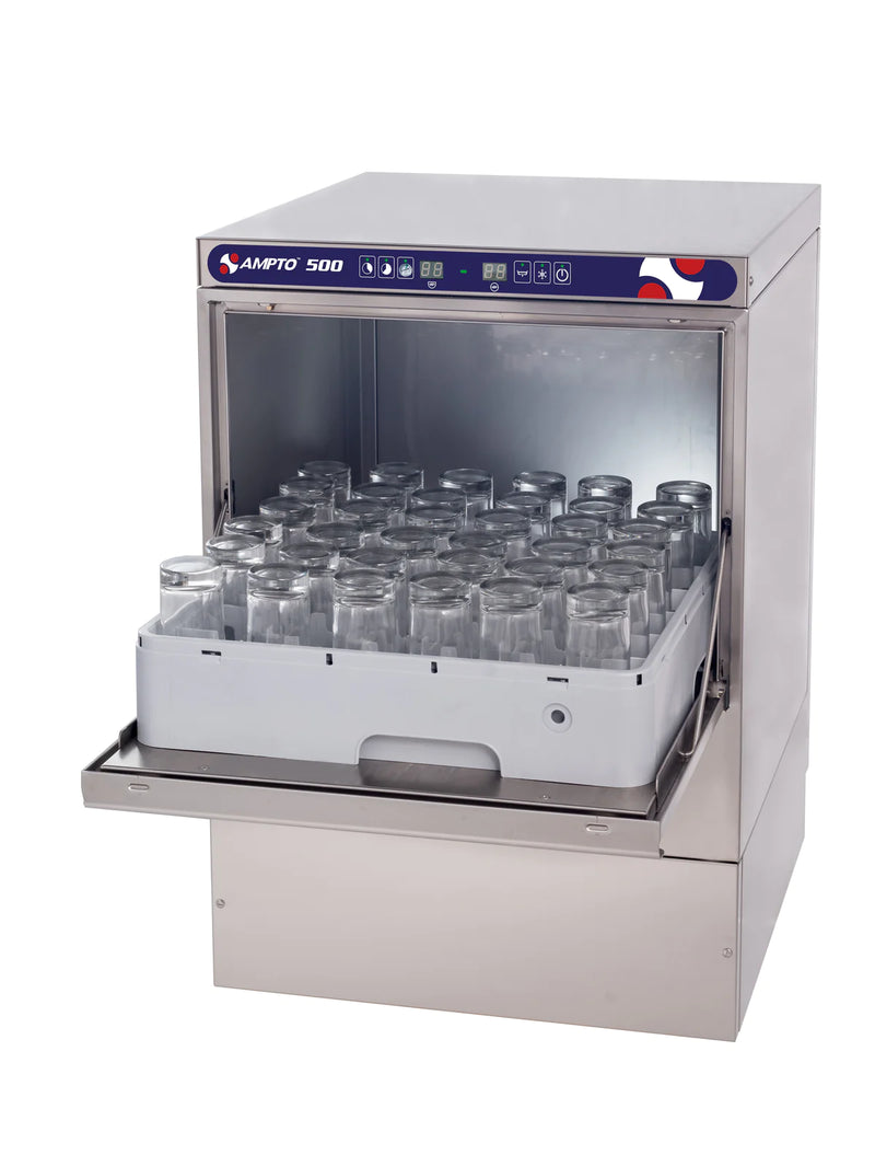 AMPTO Undercounter Dishwasher, door type, front loading, 23-5/8"W, (20/30 or 60) racks/hour capacity, high temp
