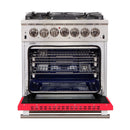 FORNO Capriasca - Titanium Professional 30" Freestanding Colored Door Gas Range FFSGS6260-30